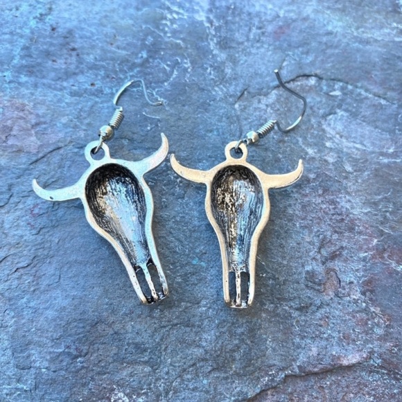 Sundance silver steer EARRINGS bull head longhorn cow skull steerhead western - Picture 5 of 6